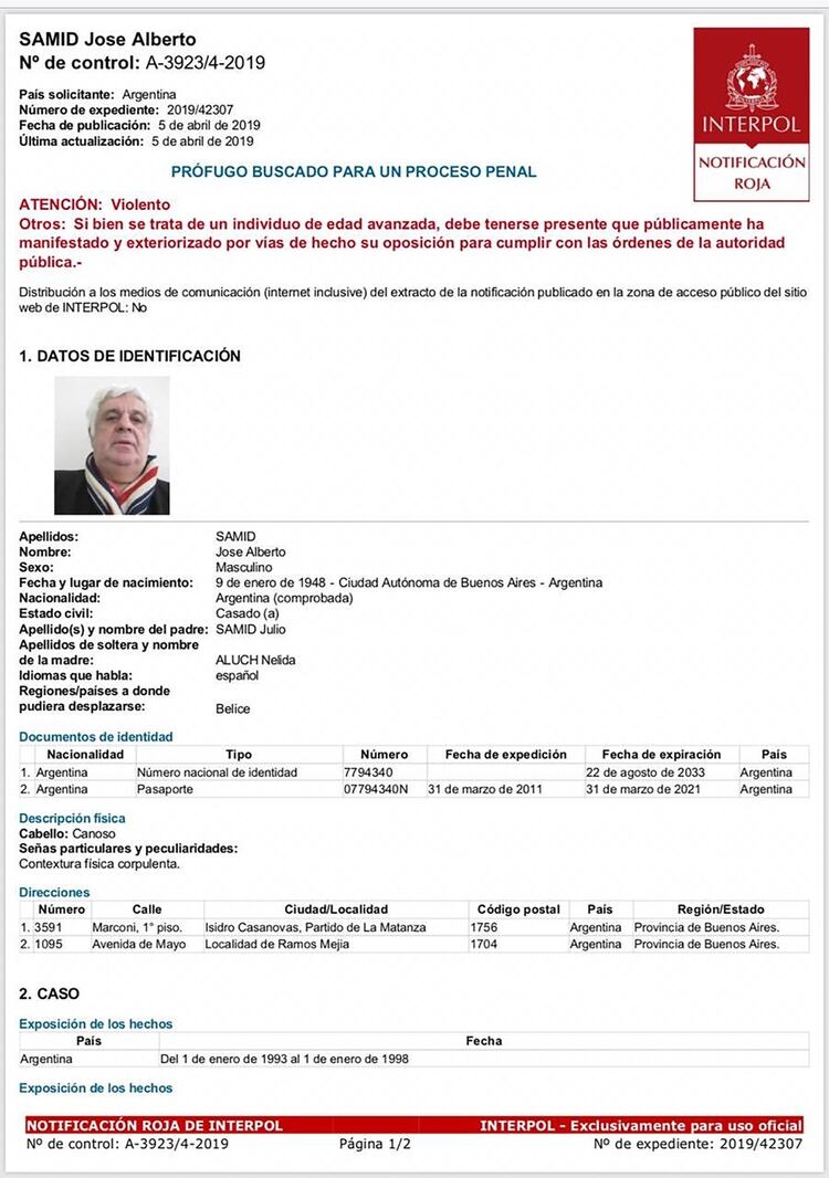 Interpol emitiÃ³ una alerta roja para detener al empresario Alberto Samid