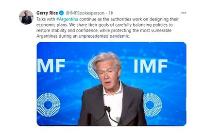 El vocero del FMI Gerry Rice afirmó que el organismo espera que el Gobierno defina su plan económico de mediano plazo. 