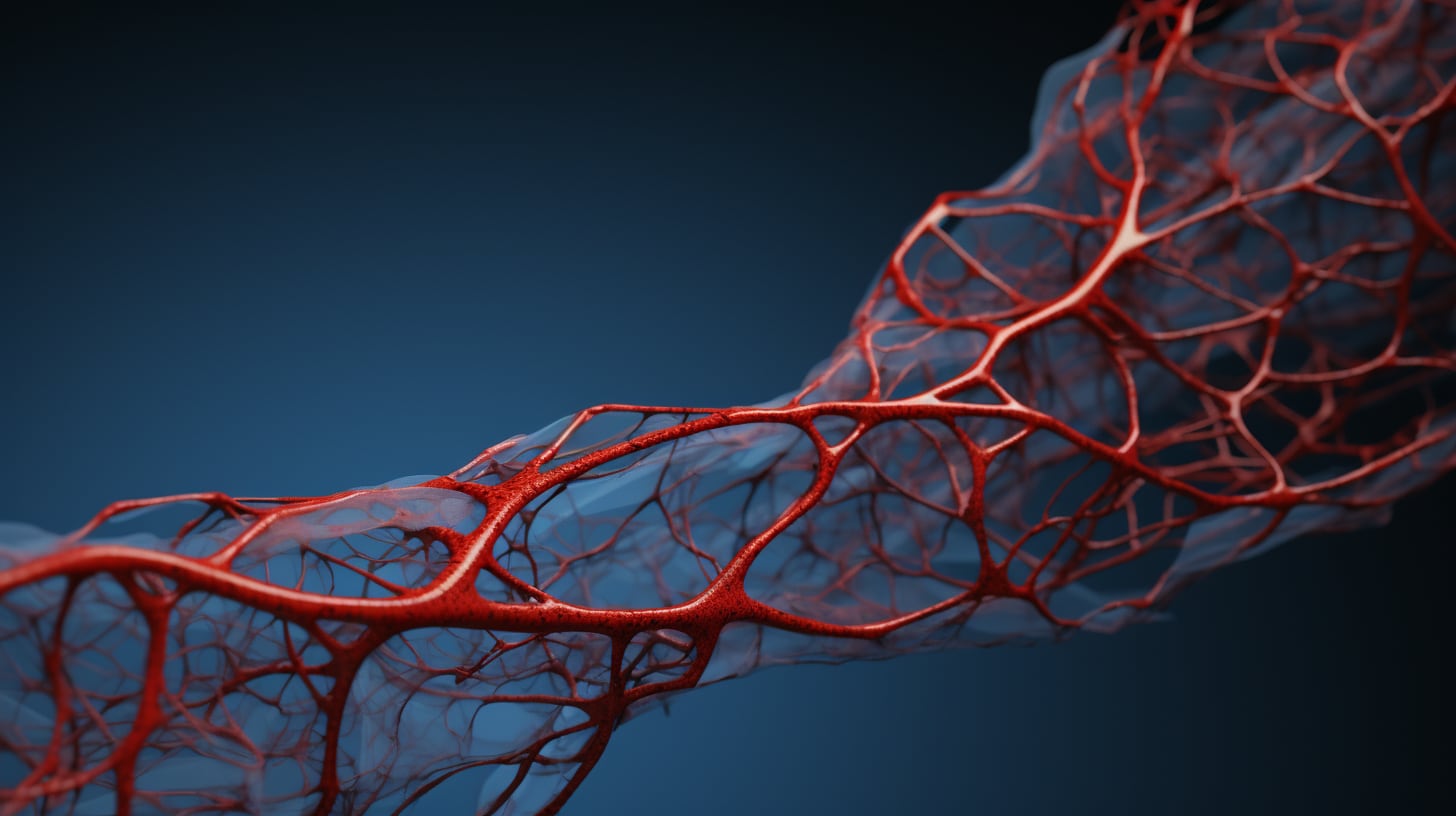 Anatomía humana: venas y sangre Intrincada red de venas en el cuerpo Detalles de la circulación sanguínea Maravilla de la anatomía interna humana  Imagen que muestra la intrincada red de venas y sangre en el cuerpo humano, resaltando su complejidad y funcionamiento. - (Imagen ilustrativa Infobae)