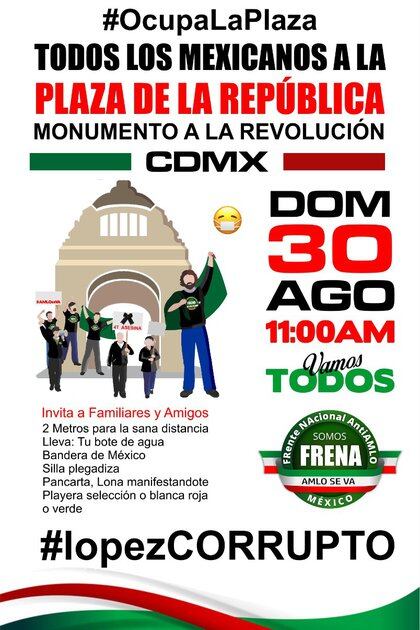Convocatoria a simpatizantes del FRENAA para manifestarse en la CDMX difundia en redes sociales (Foto: Twitter @OficialFrenaaa)