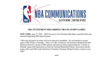 La NBA confirmó que habrá una nueva reunión y que espera reanudar la competencia el viernes o el sábado