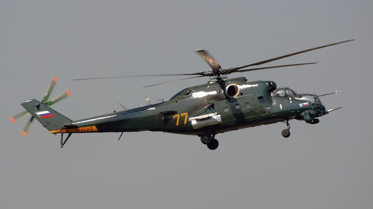 Un helicÃ³ptero de ataque Mil Mi-35, versiÃ³n de exportaciÃ³n del Mi-24 â€œHindâ€