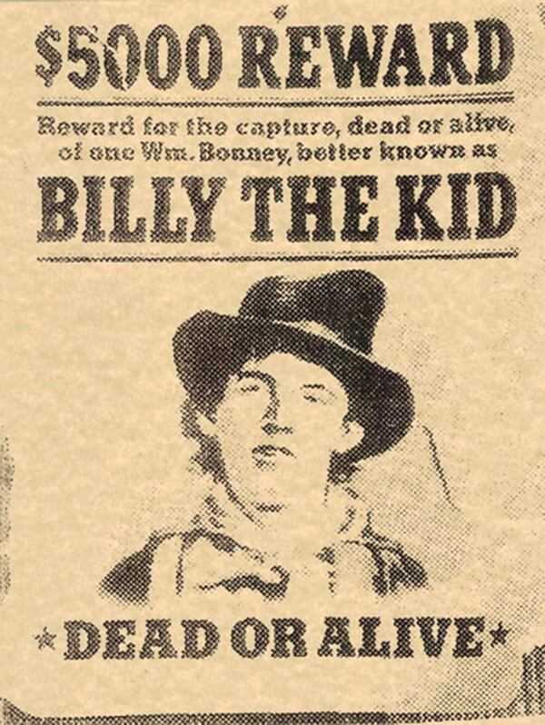 Buscado vivo o muerto: 5 mil dólares de recompensa por la cabeza de Billy the Kid