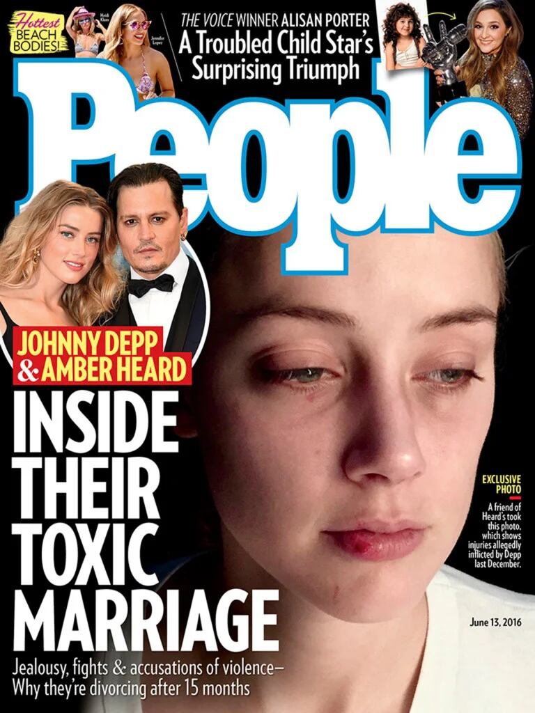 La portada de People sobre los golpes en el rostro de Amber Heard