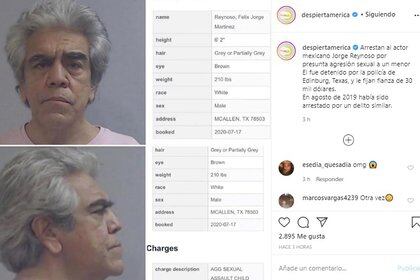 Fue arrestado ayer por el cargo de agresión sexual en contra de un menor de edad. (Foto: Instagram de Despierta América)