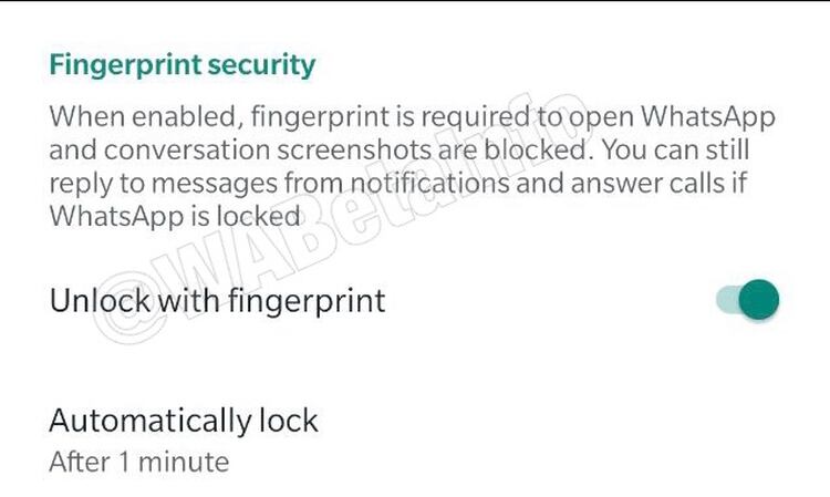 WhatsApp restringirá las capturas de pantalla de los chats cuando se habilite la huella digital como forma de autenticación para abrir la plataforma (WaBetaInfo)