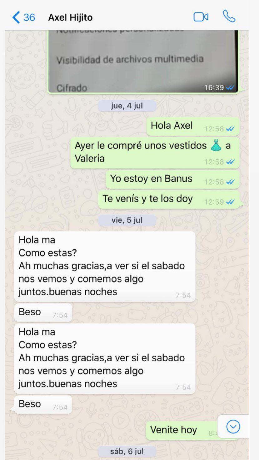 Nannis publicó capturas de pantalla de diferentes conversaciones que, supuestamente, mantuvo hace poco con su hijo mayor, Axel (Foto: Instagram)