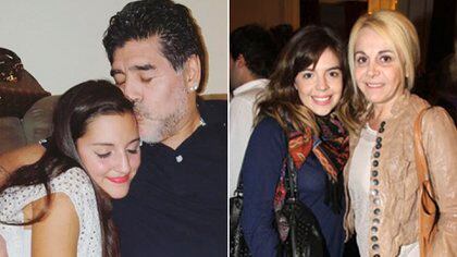 Jana, con su papá, Diego Maradona; El 10 mantuvo con una relación con su mamá, Valeria Sabalain, a espaldas de Claudia Villafañe, por entonces su esposa