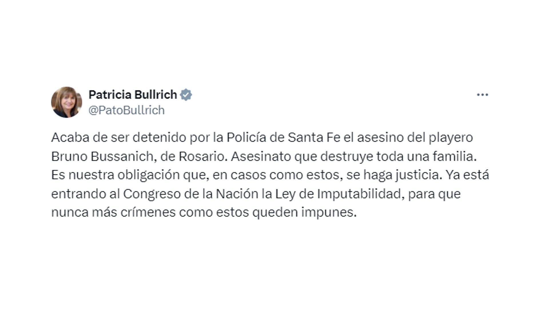 Patricia Bullrich - Ley de Imputabilidad