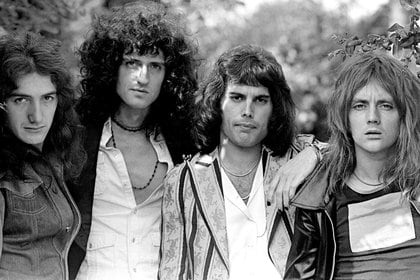 John Deacon, Brian May, Freddie Mercury, Roger Taylor: Queen en 1975, cuando se editó Bohemian Rapsody. Shutterstock
