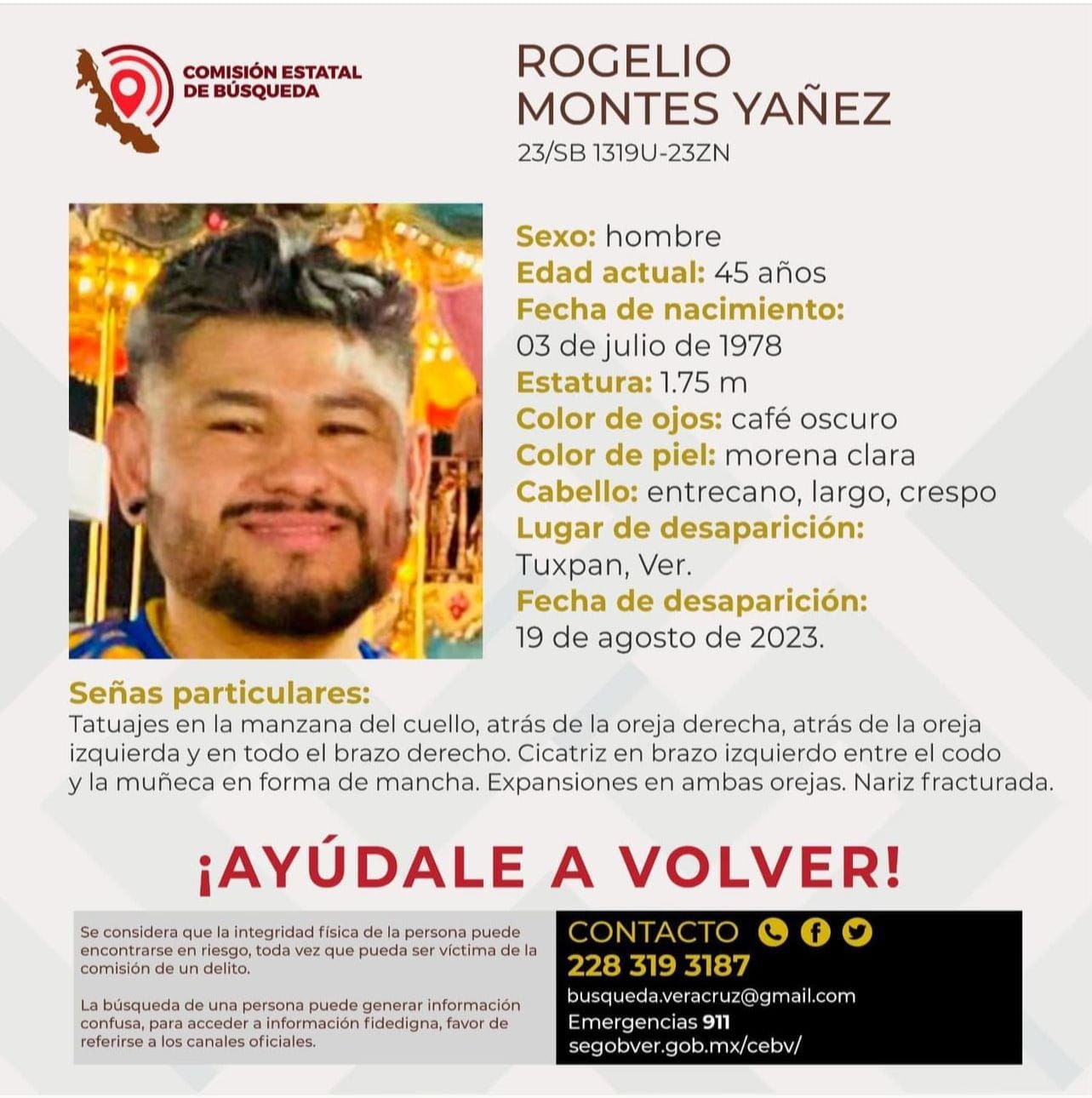Rogelio Montes de Grupo Palomo Oficial está desaparecido (Comisión Estatal de Búsqueda)