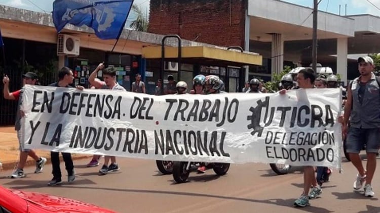 Protesta de empleados de la fábrica en Eldorado (Fuente: Twitter)
