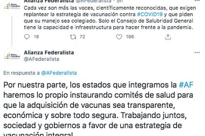 La Alianza Federalista integrará comités de salud para adquirir la vacuna contra COVID-19 (Foto: Twitter)