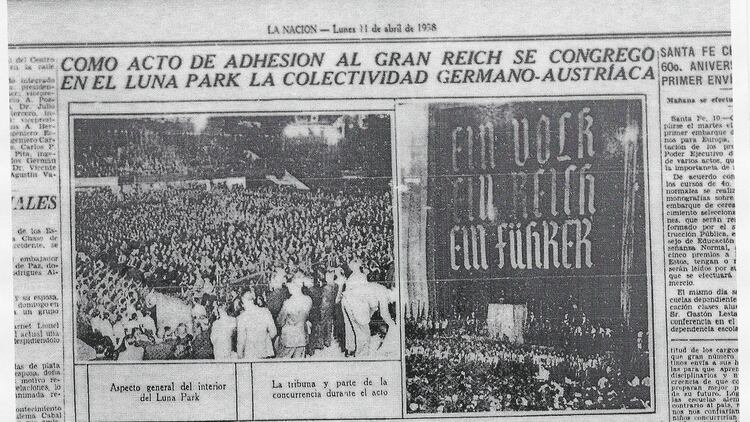 La cobertura de la época del gigantesco acto nazi en el Luna Park