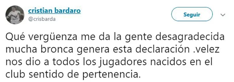 Cristian Bardaro, otro ex Vélez, le respondió a Mauro Zárate