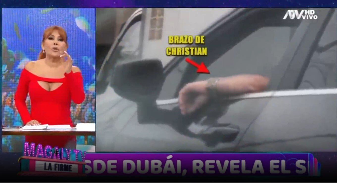 Christian Domínguez recoge a su hija con Pamela Franco en el carro de Karla Tarazona: "No creo que le haga gracia". (Captura: Magaly TV La Firme)