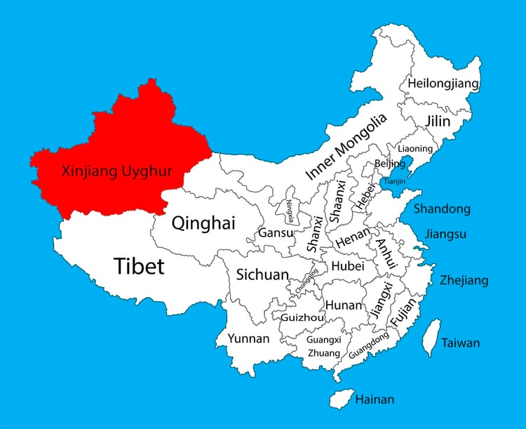 Ubicación de Xinjiang, en el noroeste chino. (Shutterstock)