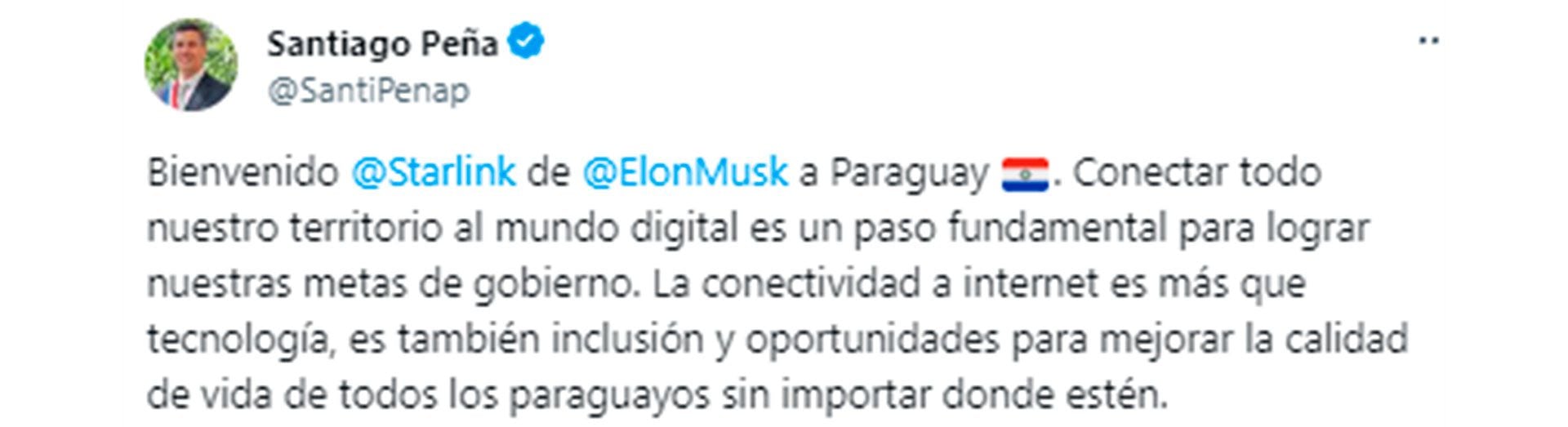 Peña celebró la llegada del servicio de internet. (infobae)