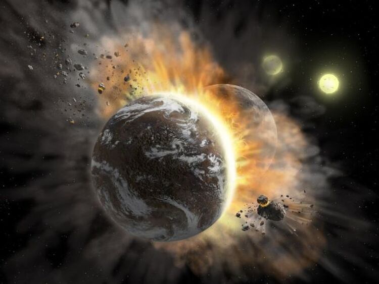 Ilustración de cómo se vería un choque de planetas (NASA)
