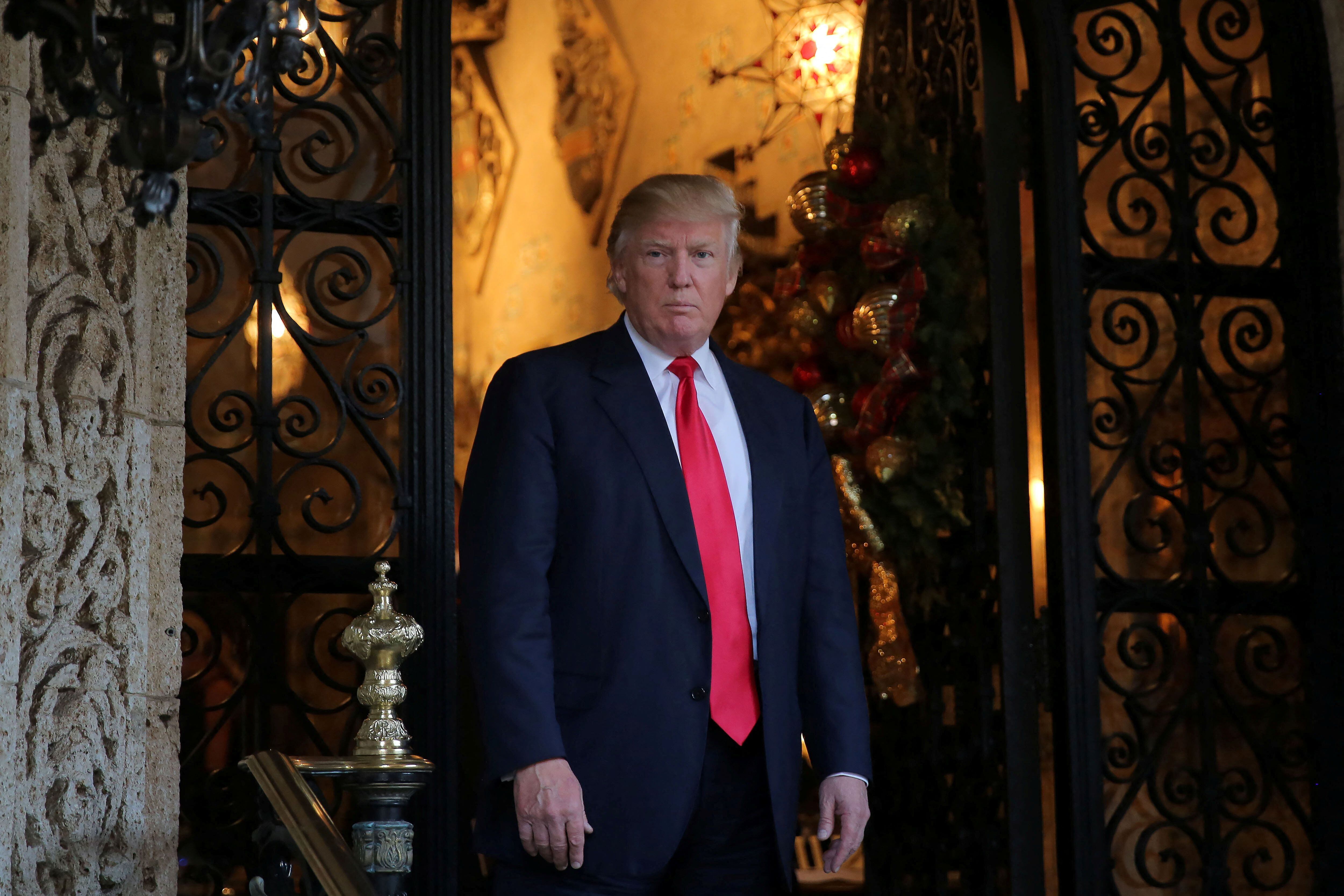 FILE PHOTO: U.S. President-elect Donald Trump at Mar-a-Lago estate in Palm Beach, Florida