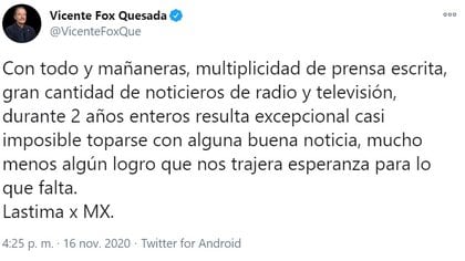 Fox's recent criticism of López Obrador