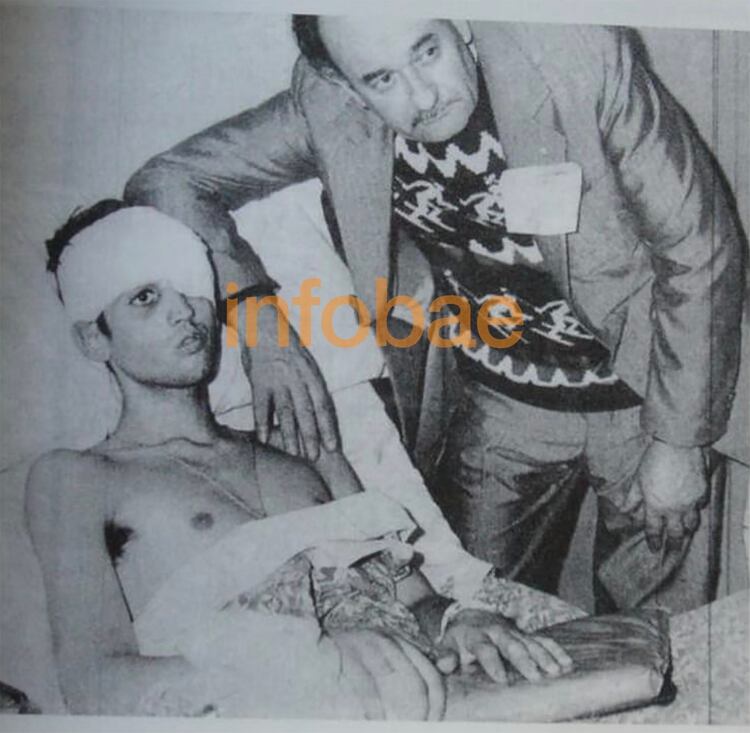Jorge “Beto” Altieri junto a su papá en el Hospital Regional de Comodoro Rivadavia