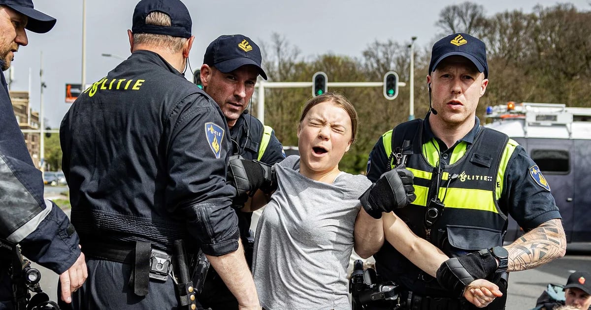 Greta Thunberg is arrested during a protest in the Netherlands