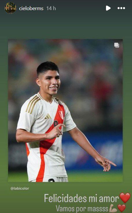 Cielo Berríos y el romántico mensaje por el primer gol de Piero Quispe en la selección peruana.