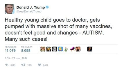 Antes de ser presidente, Trump escribió mensajes en contra de las vacunas, con argumentos en contra de la evidencia científica
