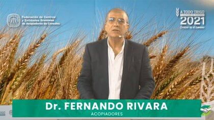Fernando Rivara, titular de la Federación de Acopiadores, esta semana en la inauguración del Congreso "A Todo Trigo", que se realizó de manera virtual. 