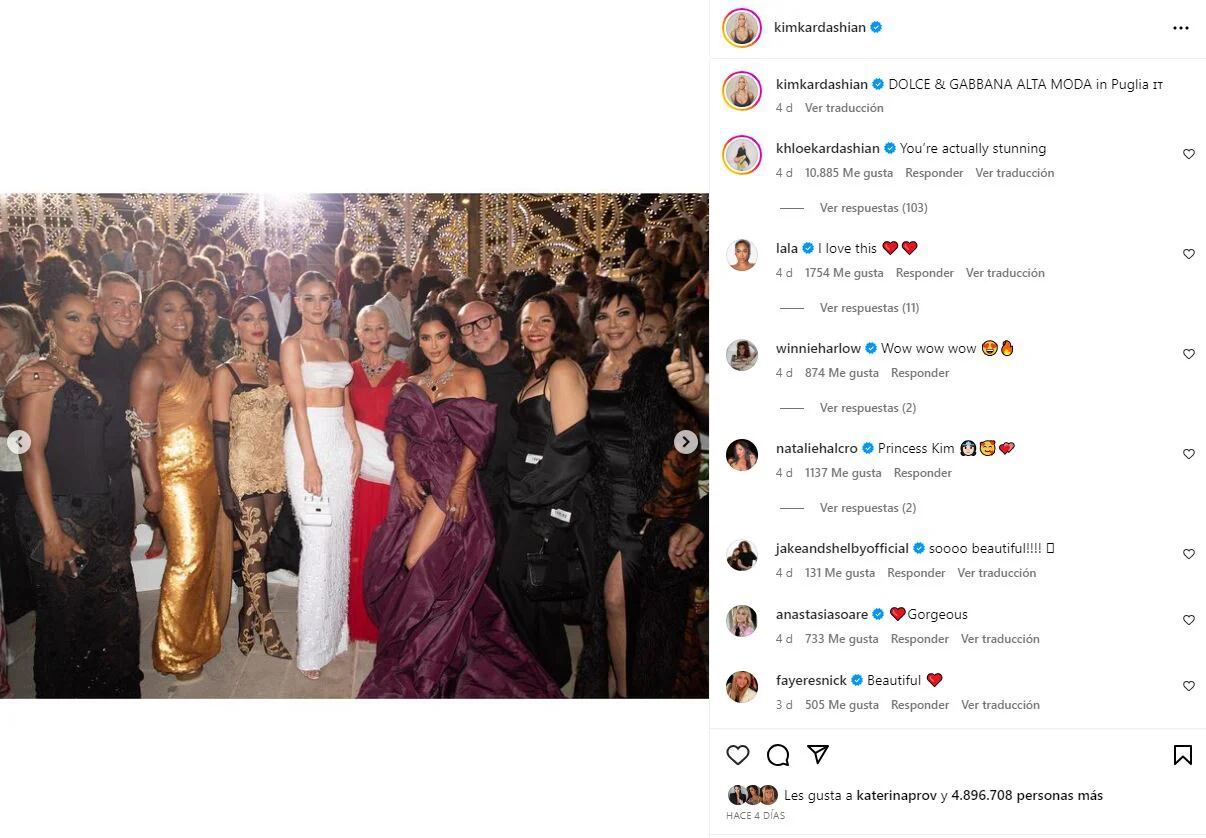Kim Kardashian con Fran Descher en una fiesta de Dolce & Gabbana en Italia (Instagram)