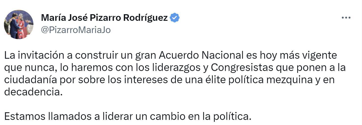 María José Pizarro sobre el remezón en el gabinete presidencial