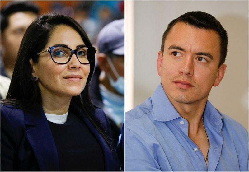 Los candidatos presidenciales ecuatorianos Luisa González y Daniel Noboa disputan el balotaje. (REUTERS/Karen Toro/Archivo)
