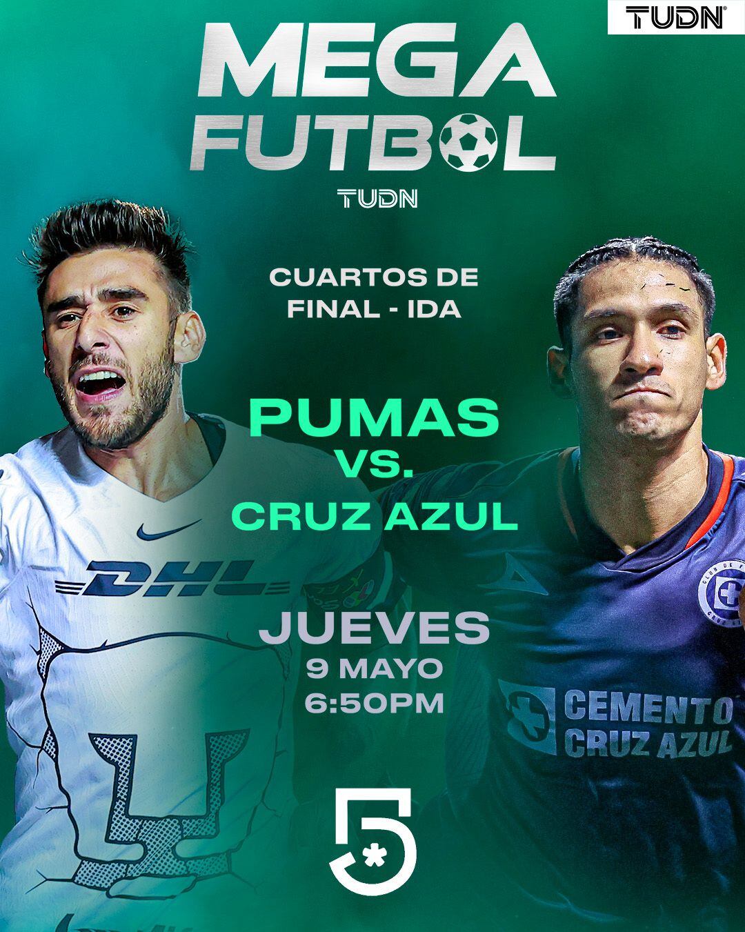 Canal 5 pasará Cruz Azul vs Pumas por cuartos de final en México.
