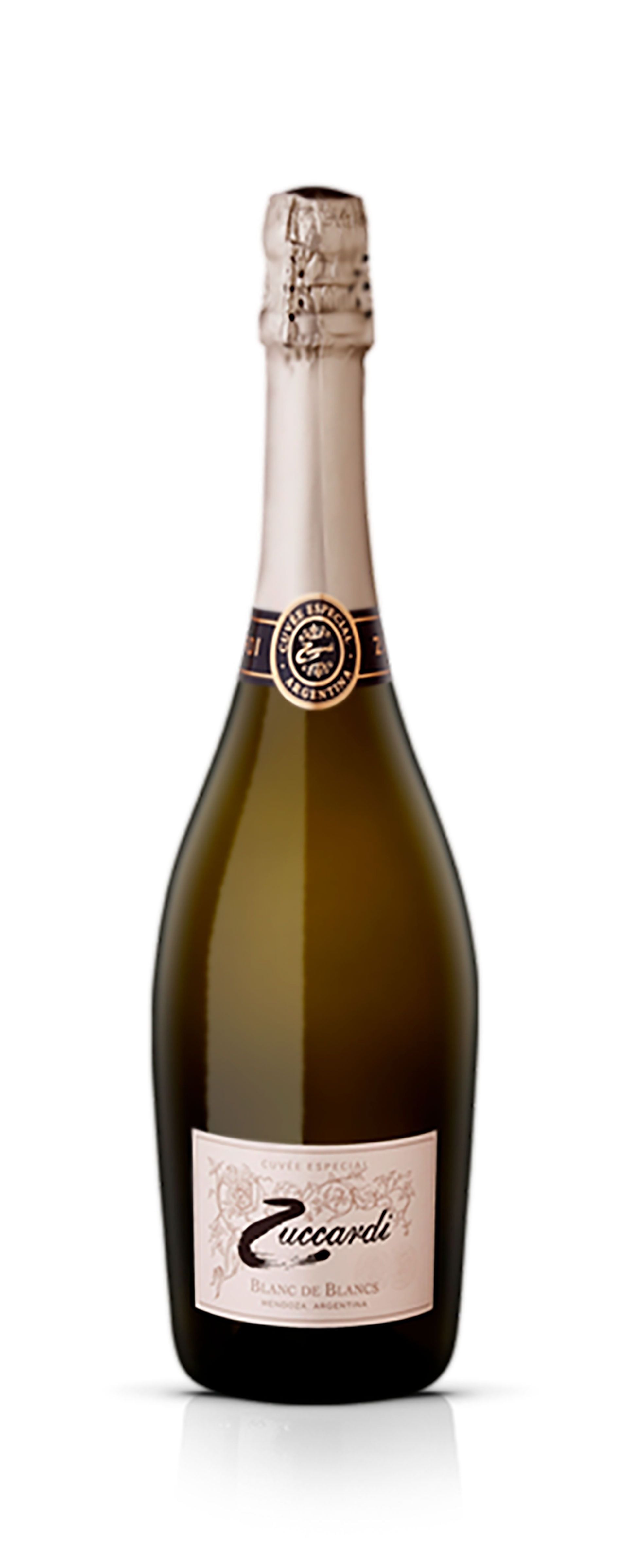 Zuccardi Blanc de Blancs Cuvée Especial: un Chardonnay de viñedos de altura, con más de tres años sobre borras, reflejando la precisión y frescura de los vinos de Sebastián Zuccardi