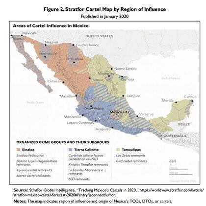 Las influencias de los carteles del narco son con remanentes (Foto: Mexico: Organized Crime and Drug Trafficking Oranizations)