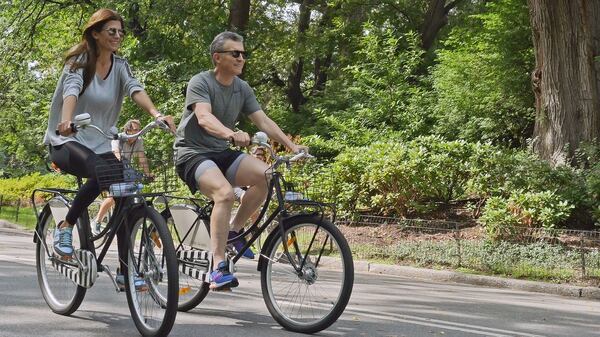Macri y su esposa aprovecharon el viaje para salir a pasear en bici por el Central Park. (Presidencia)