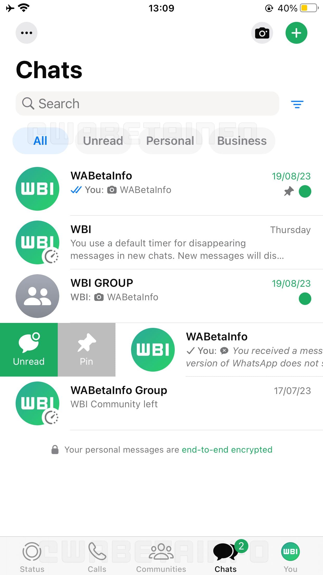 Nueva interfaz de WhatsApp para iOS.