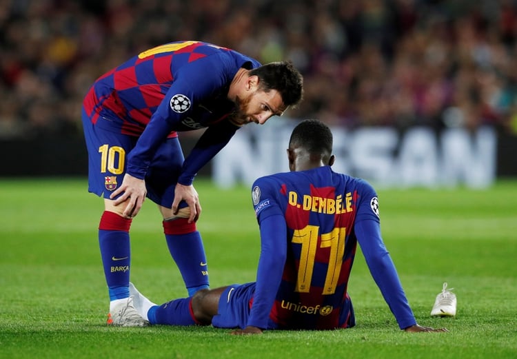 Ousmane Dembele se retiró lesionado (Reuters)