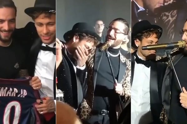 Resultado de imagen para La emoción de Neymar cuando Maluma cantó en su cumpleaños