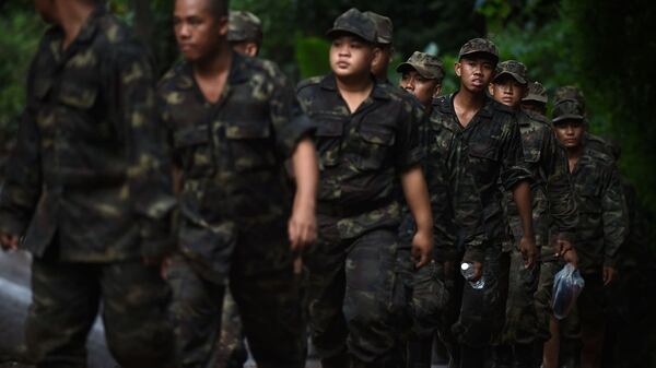 Un grupo de soldados que llegó a la zona (AFP)
