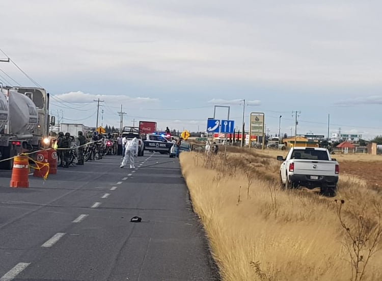 El escenario sangriento donde murieron cinco policías municipales de Fresnillo (Foto: Twitter/patraki)