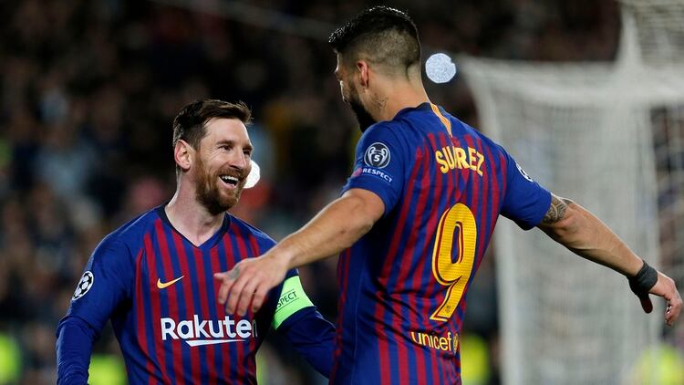 El festejo de los amigos, Messi y Suárez (Foto:  Josep LAGO / AFP)