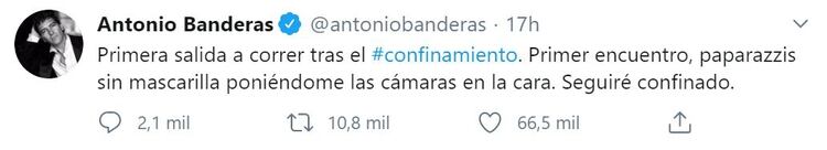 El posteo de Antonio Banderas