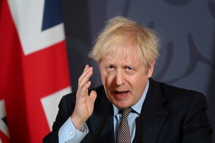 Boris Johnson en una conferencia de prensa (Paul Grover /Pool via REUTERS/File Photo)
