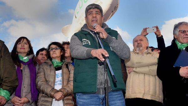 Pablo Moyano durante la última marcha de Camioneros (Nicolás Stulberg)