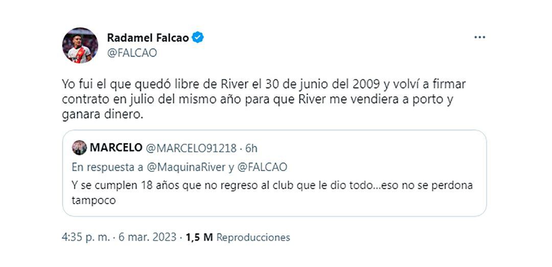 posteos Falcao vs. hincha de River