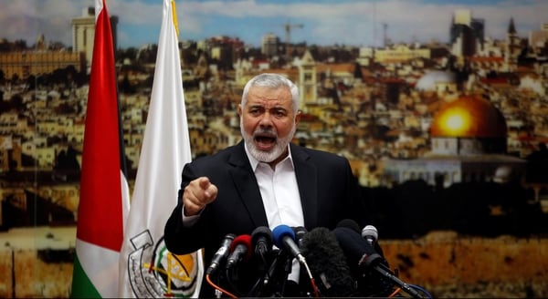 Ismail Haniyeh, jefe de Hamas en Gaza, durante el anuncio de una “nueva intifada” tras la decisión de Donald Trump con respecto a Jerusalén (Reuters)