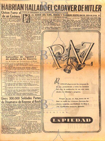 El suicidio de Adolf Hitler en los diarios argentinos (Hemeroteca de la Biblioteca del Congreso de la Nación)