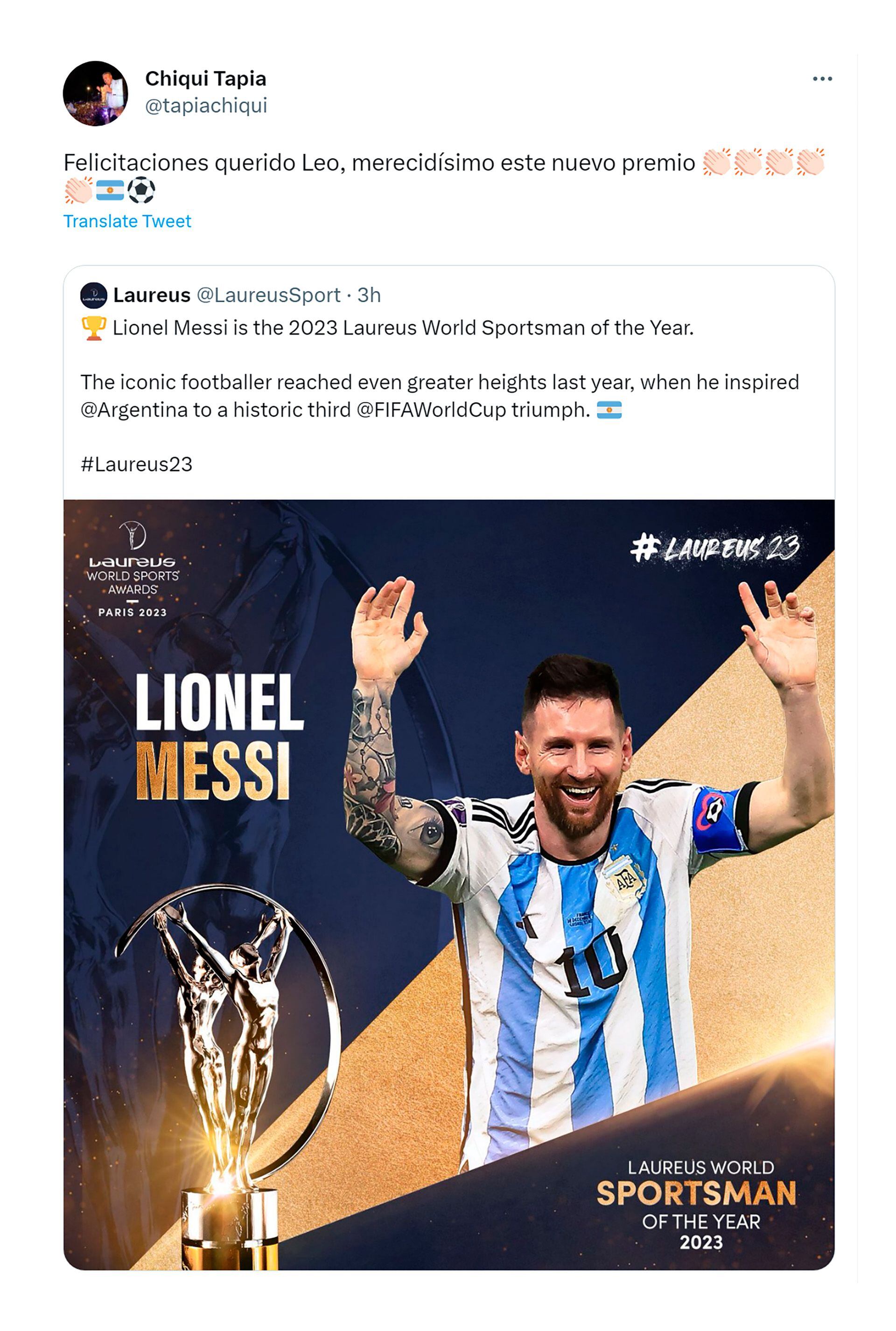 Posteo de Tapia sobre Messi
